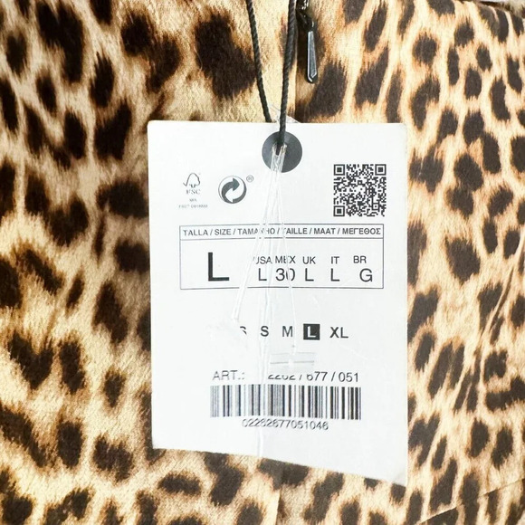 Zara Cheetah Animal Print Classic Strapless Midi Dress L - Picture 7 of 8
